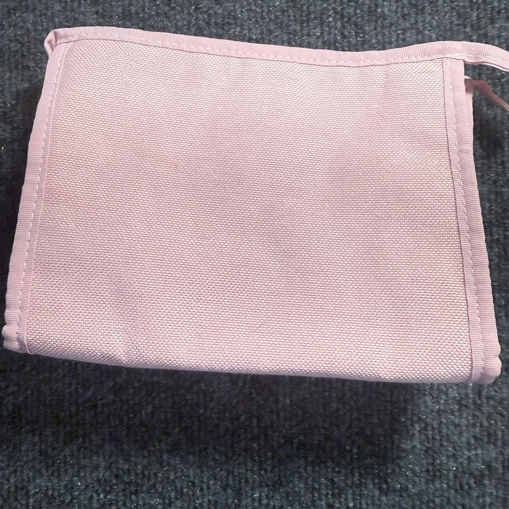 Ralph Lauren RL Pink Canvas Cosmetic Makeup Travel Pouch Zip Bag Fragrance